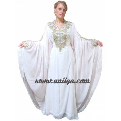 Robe orientale de dubai blanche mariage , robe dubai mariage