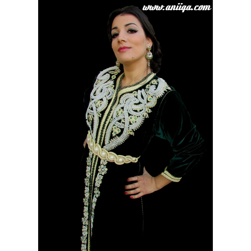 Caftan marocain vert bouteille