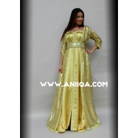 Robe marocaine moderne en sequin or