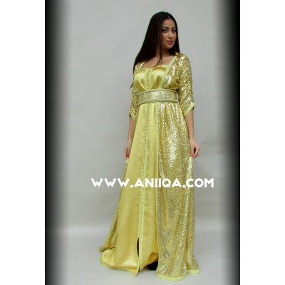 Robe marocaine moderne en sequin or