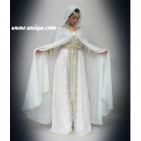 Caftan blanc mariage avec cape