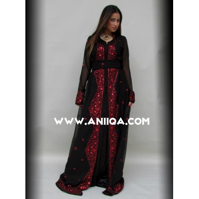 caftan noir et rouge 