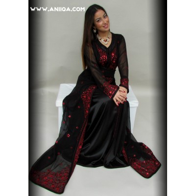 robe orientale marocaine noir et rouge 