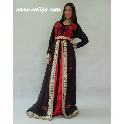 Robe marocaine rouge et noir 