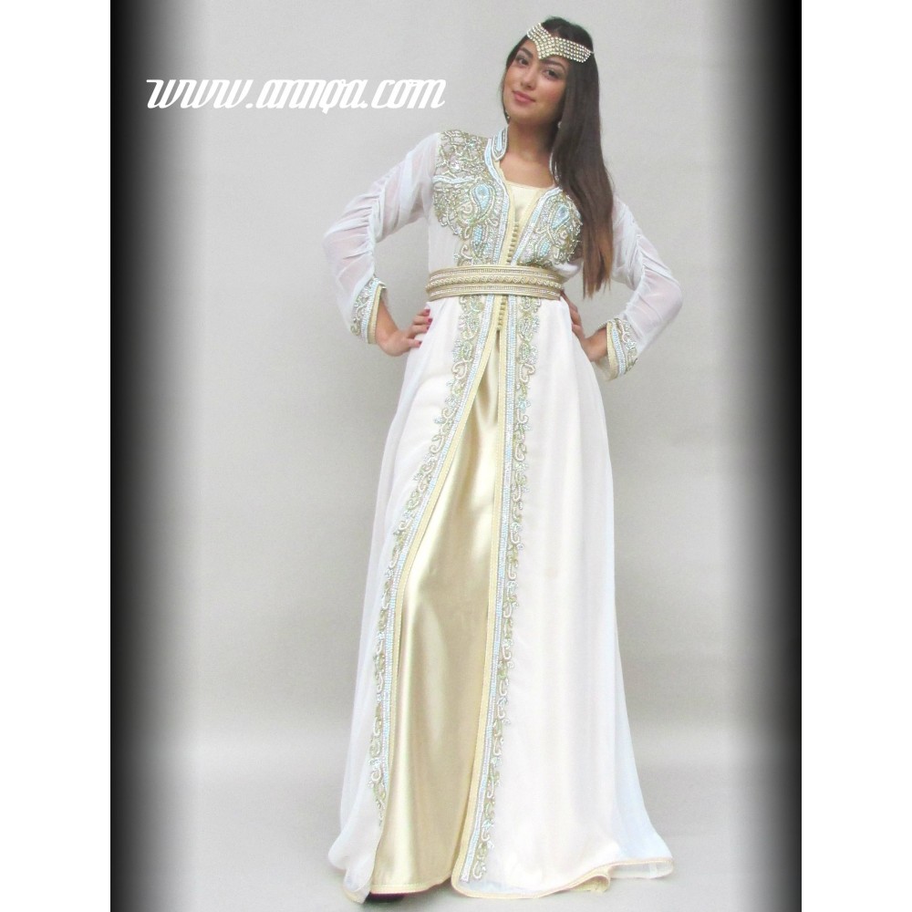 Location caftan blanc  moderne de mariée