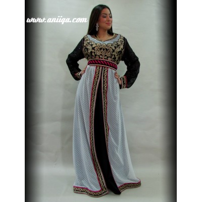 caftan marocain blanc et noir en ligne 