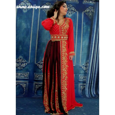 Caftan sari  rouge  moderne