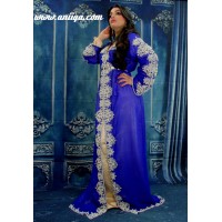 caftan perlé bleu royal