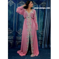 caftan perlé rose