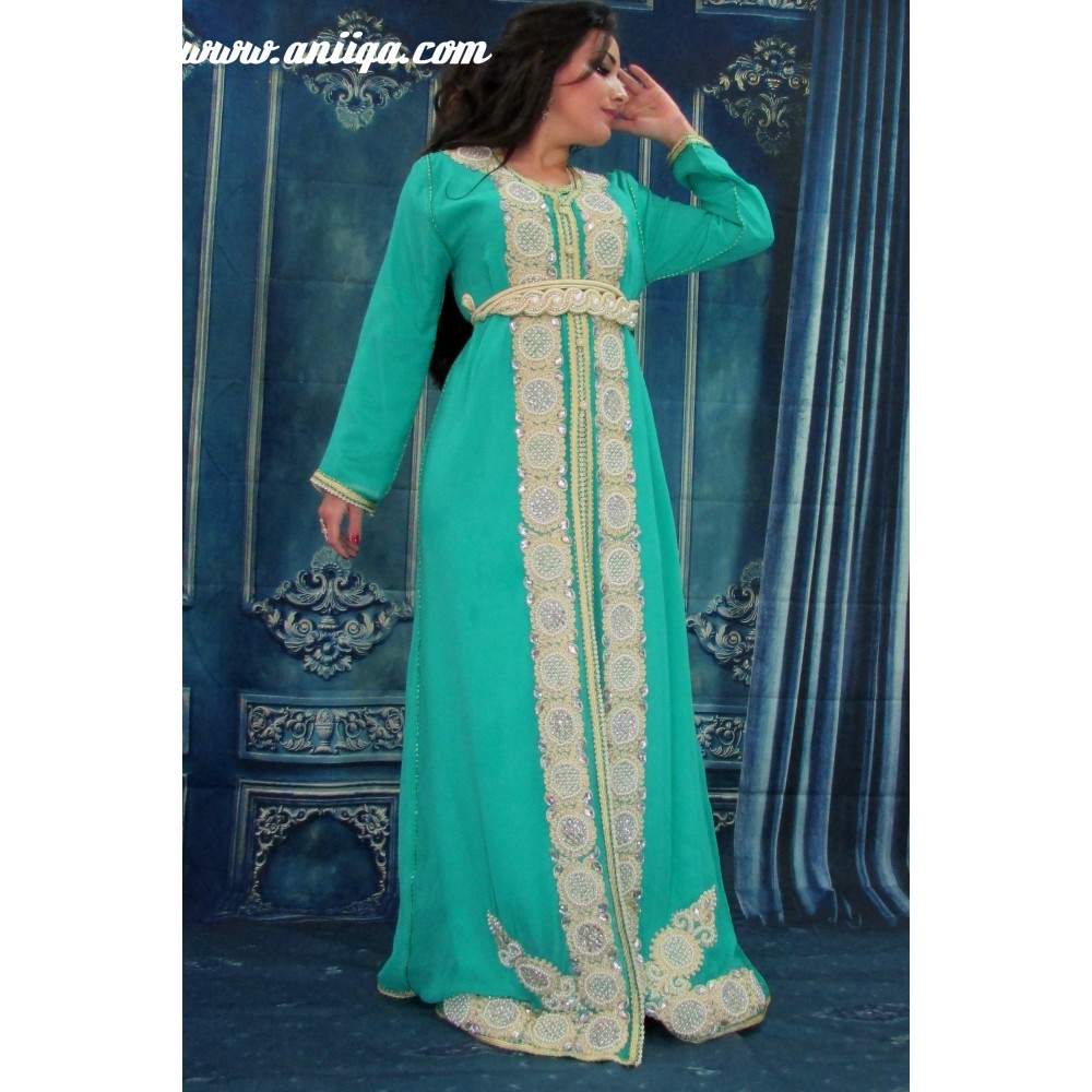 caftan marocain vert d'eau 