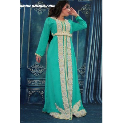 caftan marocain vert d'eau 