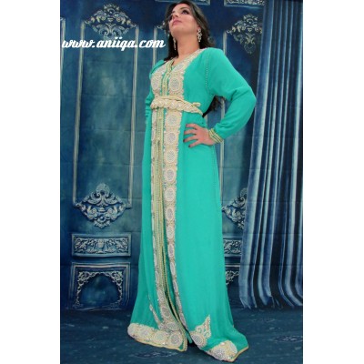 caftan marocain vert d'eau 