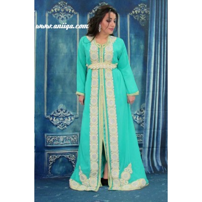 caftan marocain vert d'eau 