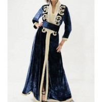 caftan marocain bleu pétrole & argent 