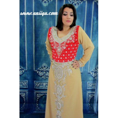 Caftan beige & rouge 