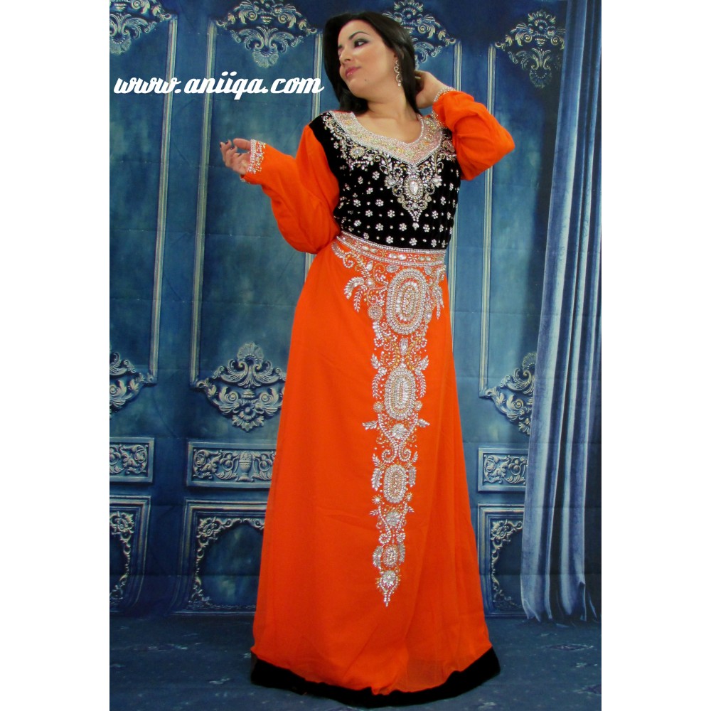 caftan orange et noir