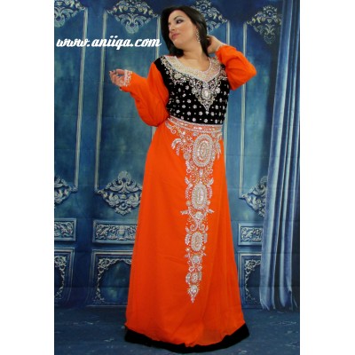 caftan orange et noir