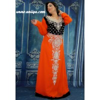 caftan orange et noir