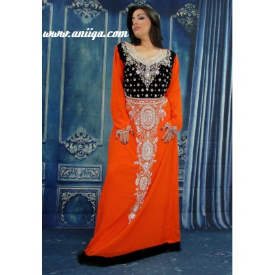 caftan orange et noir