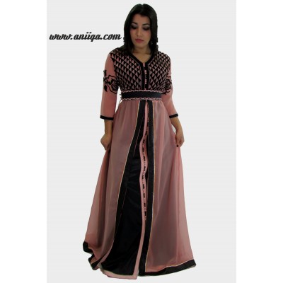 Robe marocaine moderne rose et noir