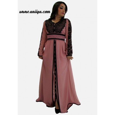 robe marocaine grande taille rose et noir