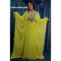 Robe dubai papillon jaune 