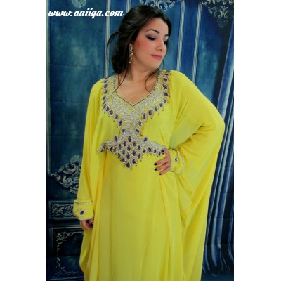 Robe dubai papillon jaune 