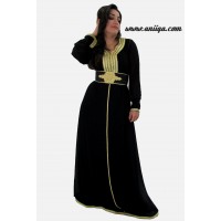 Caftan simple et moderne noir et doré