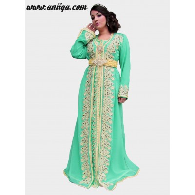 caftan et takchita vert d'eau de mariage orientale et marocain 