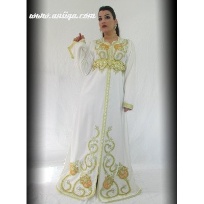 robe de soirée orientale blanche de mariage marocain
