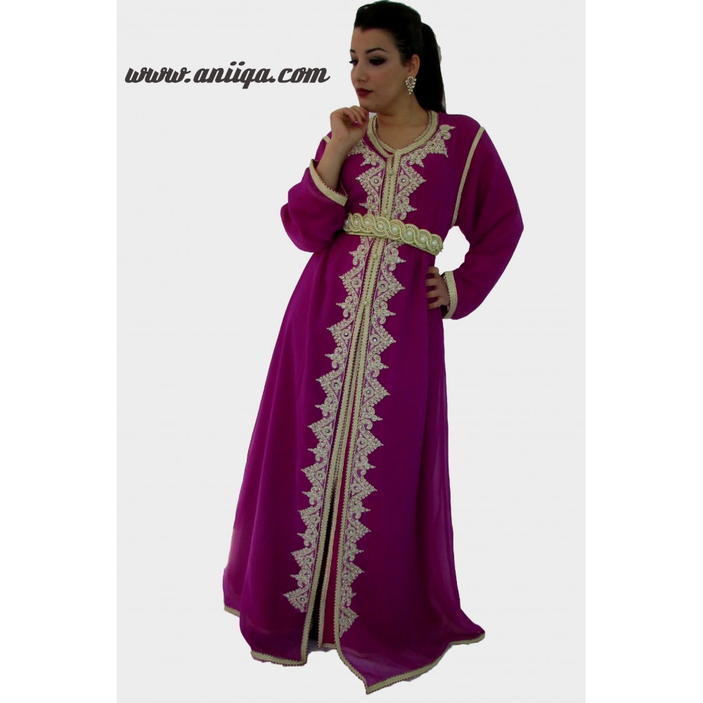 Caftan marocain violet et doré