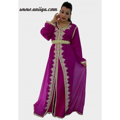 Caftan marocain violet et doré