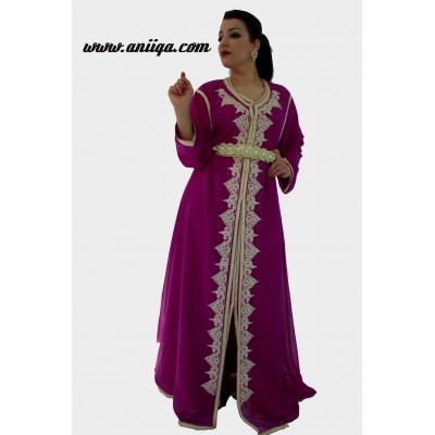 Caftan marocain violet et doré