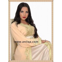 caftan Takchita moderne beige et or modèle 2018/2019