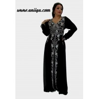 Robe de soirée orientale moderne noire, caftan cristal modèle 2016