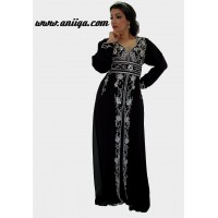 Robe de soirée orientale moderne noire, caftan cristal modèle 2016