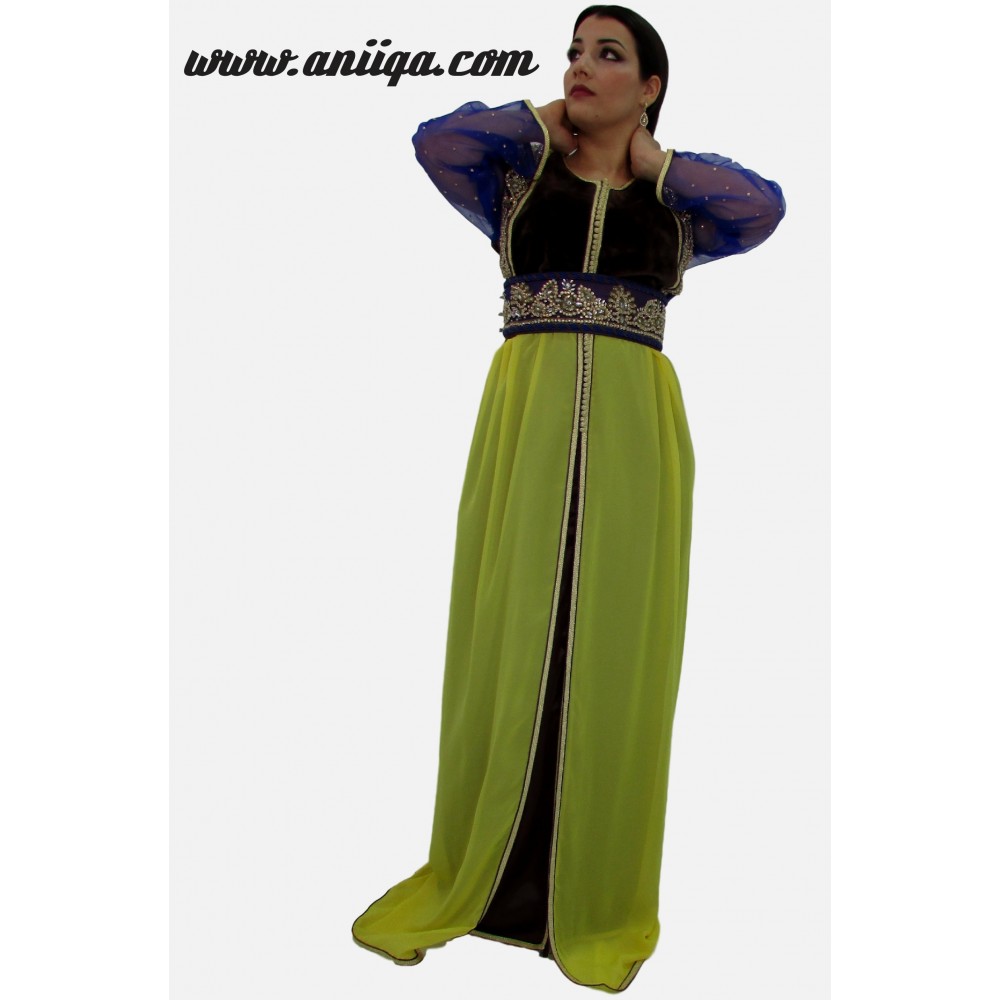 caftan tendance 2018/2019 , jaune et marron   