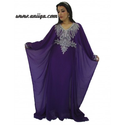 Robe de soirée orientale de dubai violette et argent modèle moderne 2016  