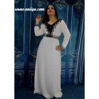 caftan simple blanc et noir 