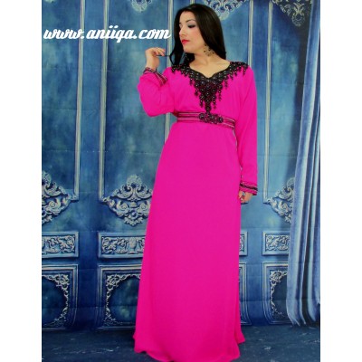 Robe de soirée orientale simple rose fushia 