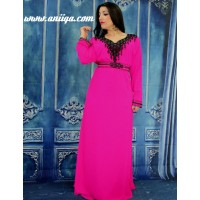 Robe de soirée orientale simple rose fushia 