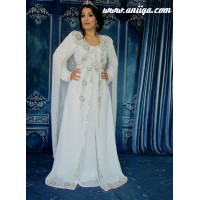 caftan robe blanc avec cape de mariage modèle 2016 