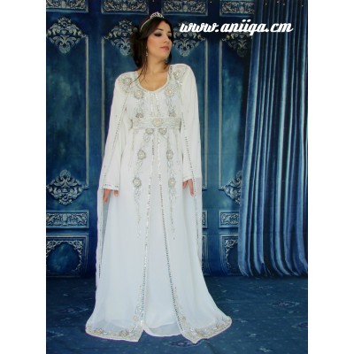 caftan robe blanc avec cape de mariage modèle 2016 