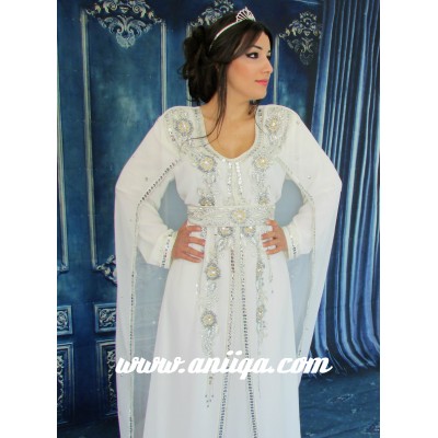 caftan robe blanc avec cape de mariage modèle 2016 