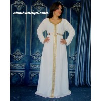 caftan blanc et doré simple 