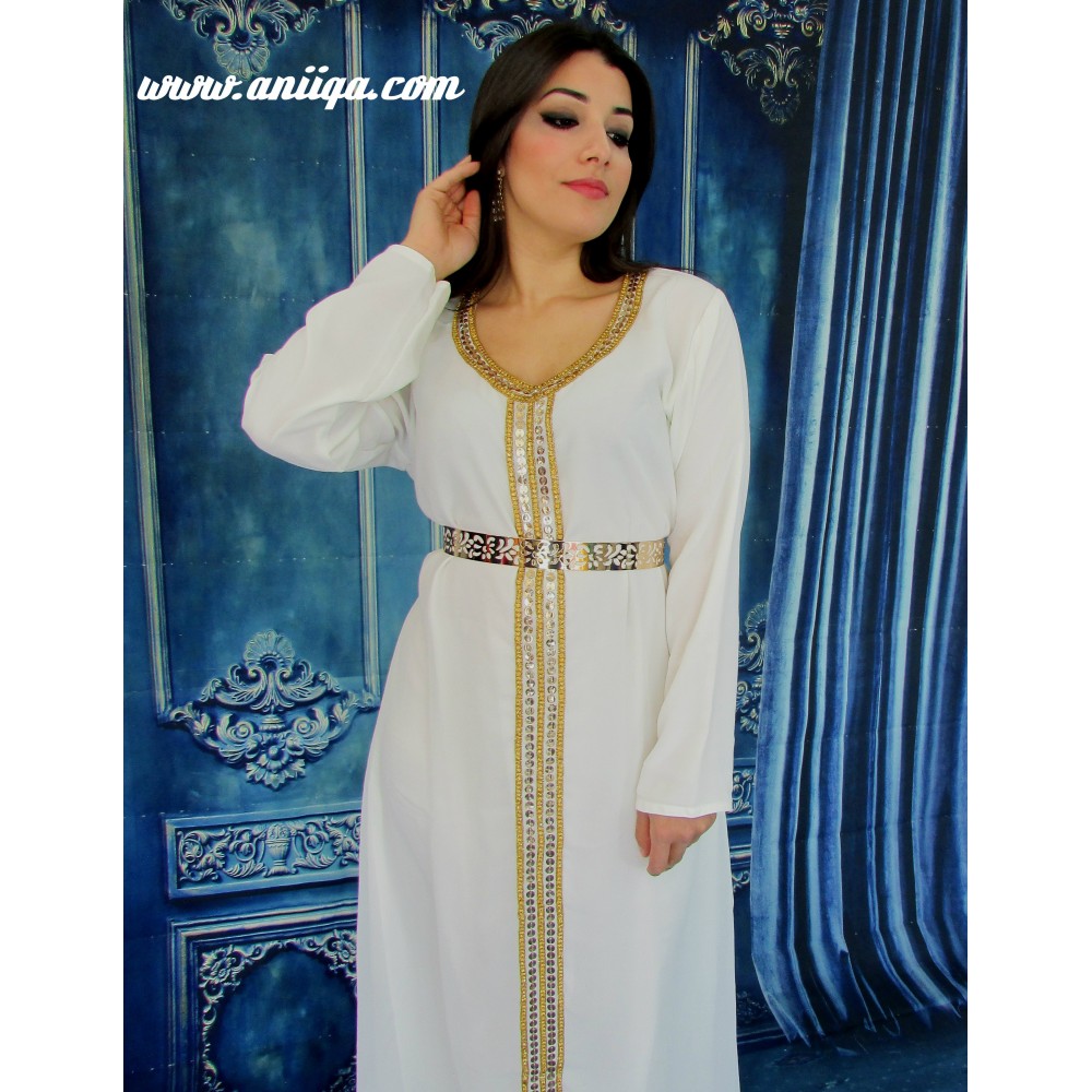 caftan blanc et doré simple