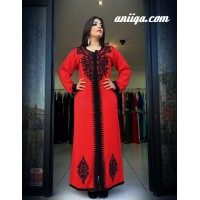caftan robe orientale sans ceinture 2016 , rouge et noir , 