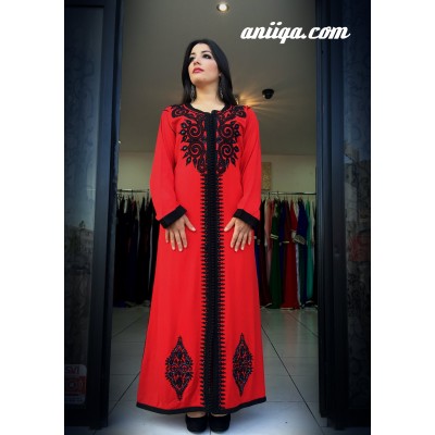 caftan robe orientale sans ceinture 2016 , rouge et noir , 