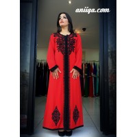 caftan robe orientale sans ceinture 2016 , rouge et noir , 