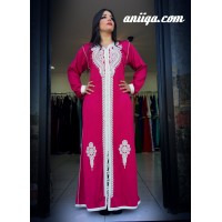 caftan marocain sans ceinture , rose , modele 2016